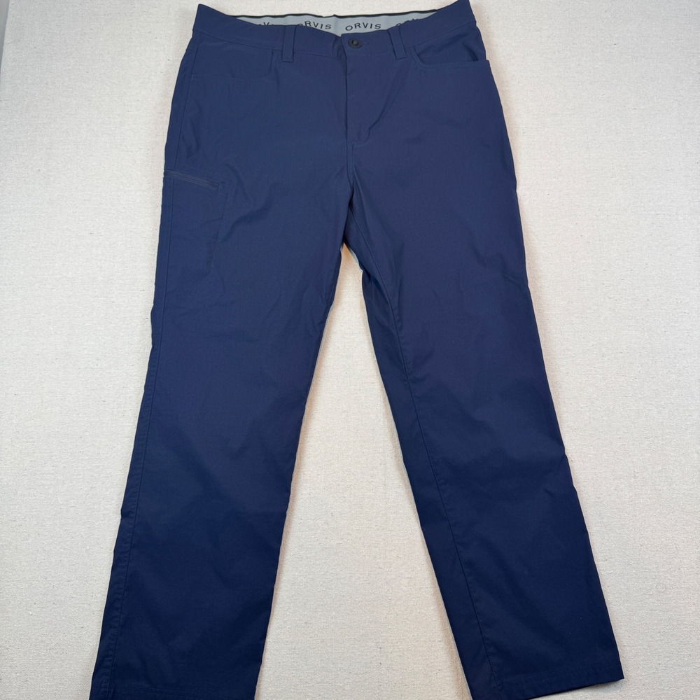 Orvis 36x30 Technical Pants Mens Navy Blue Two-Way Stretch Water Repellent